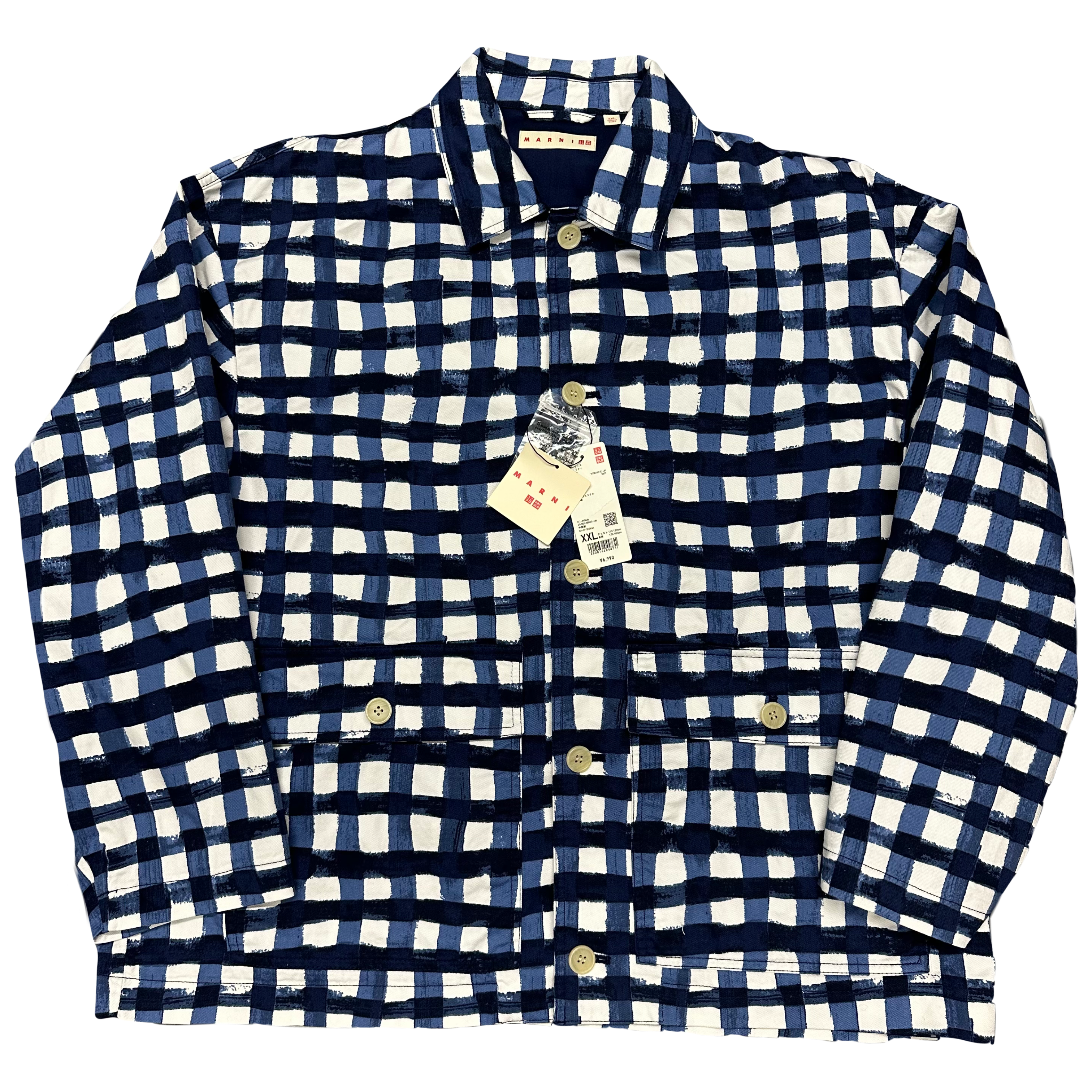 Uniqlo X Marni Check Jacket In Blue & White ( XXL )