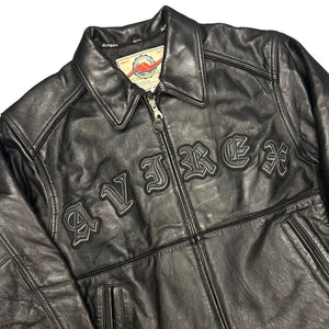 Avirex Spellout Leather Jacket In Black ( L )