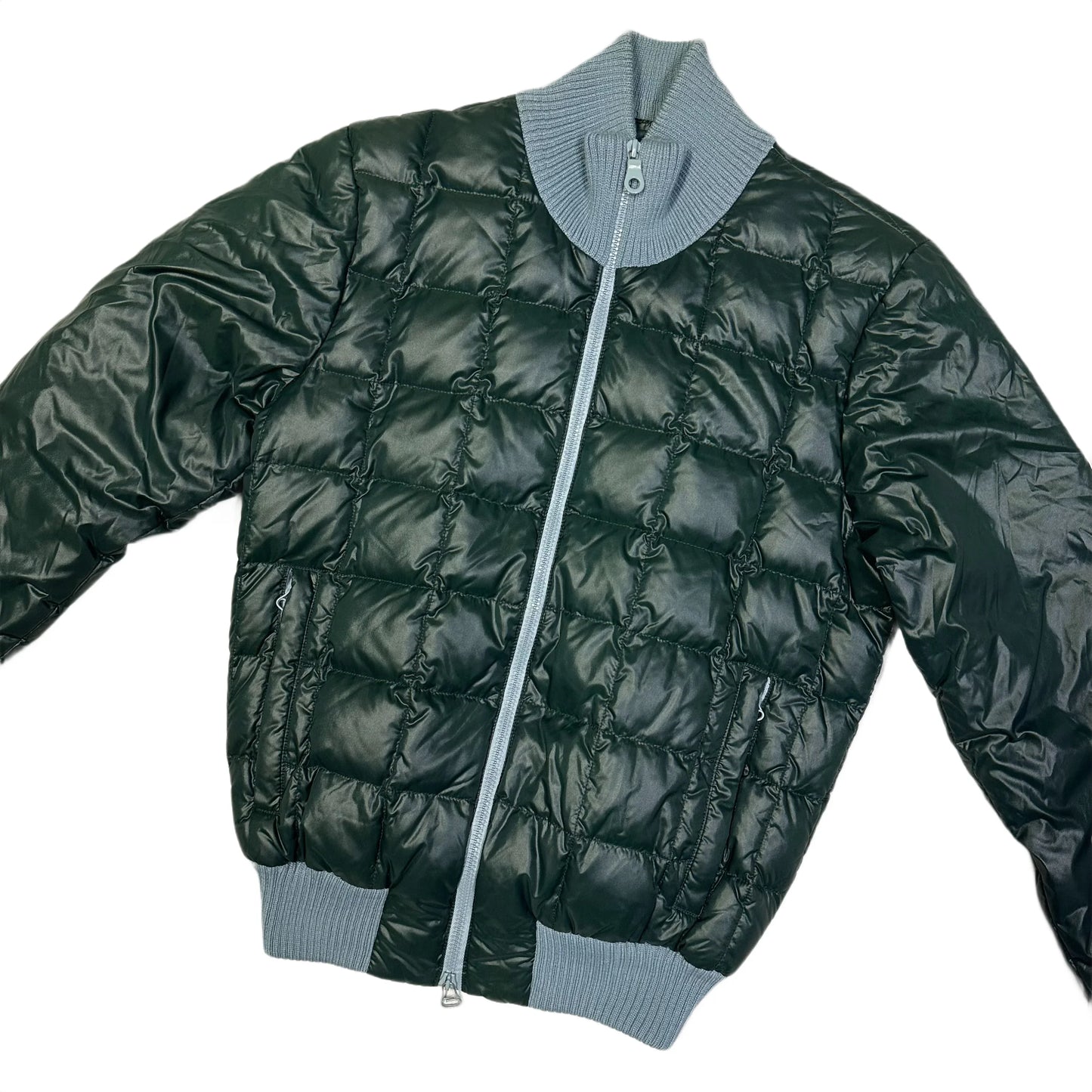 Duvetica Square Stitch Puffer Jacket In Dark Green & Blue ( M )