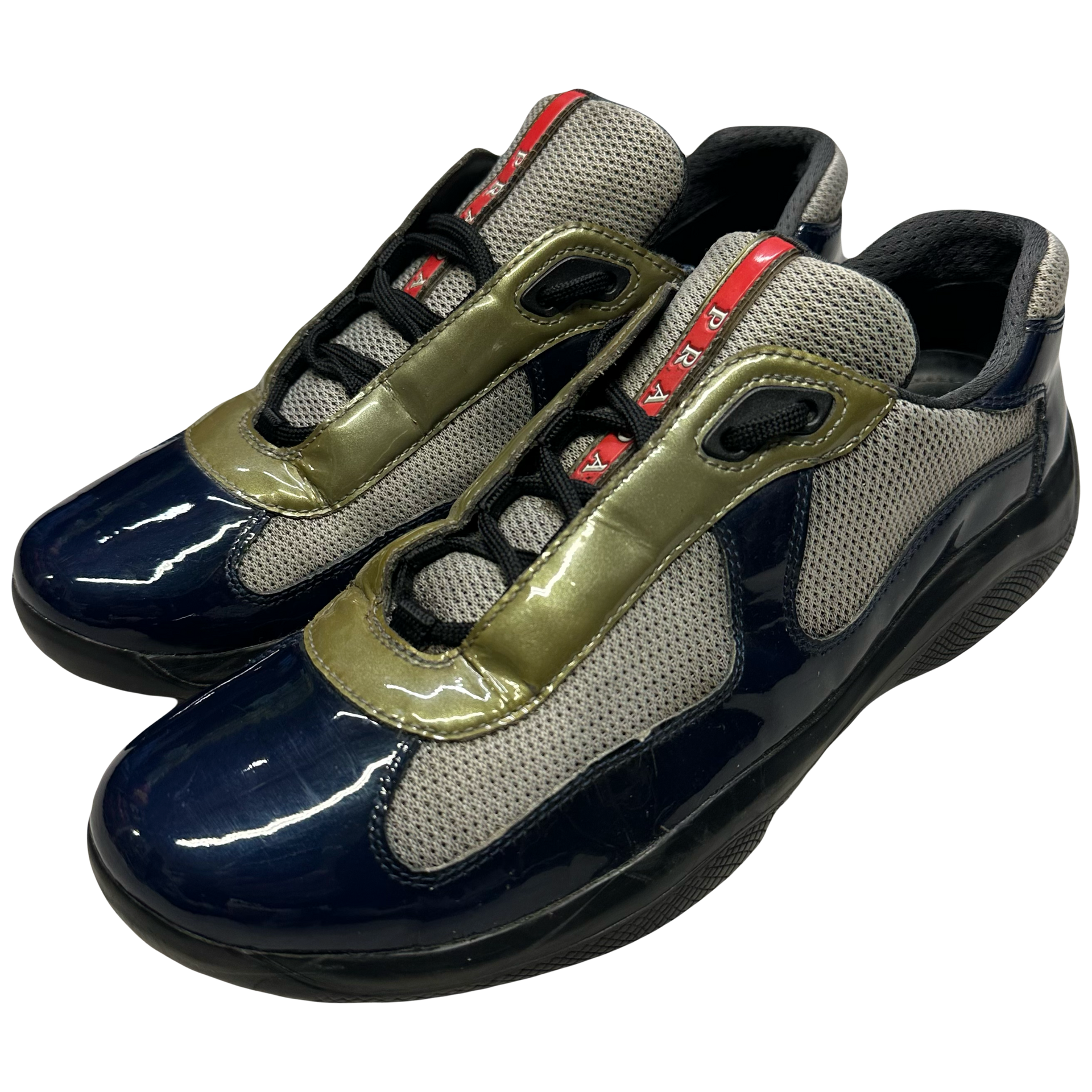 Prada America's Cup Sneakers In Navy & Olive (7UK/8US) – 1036 Emporium