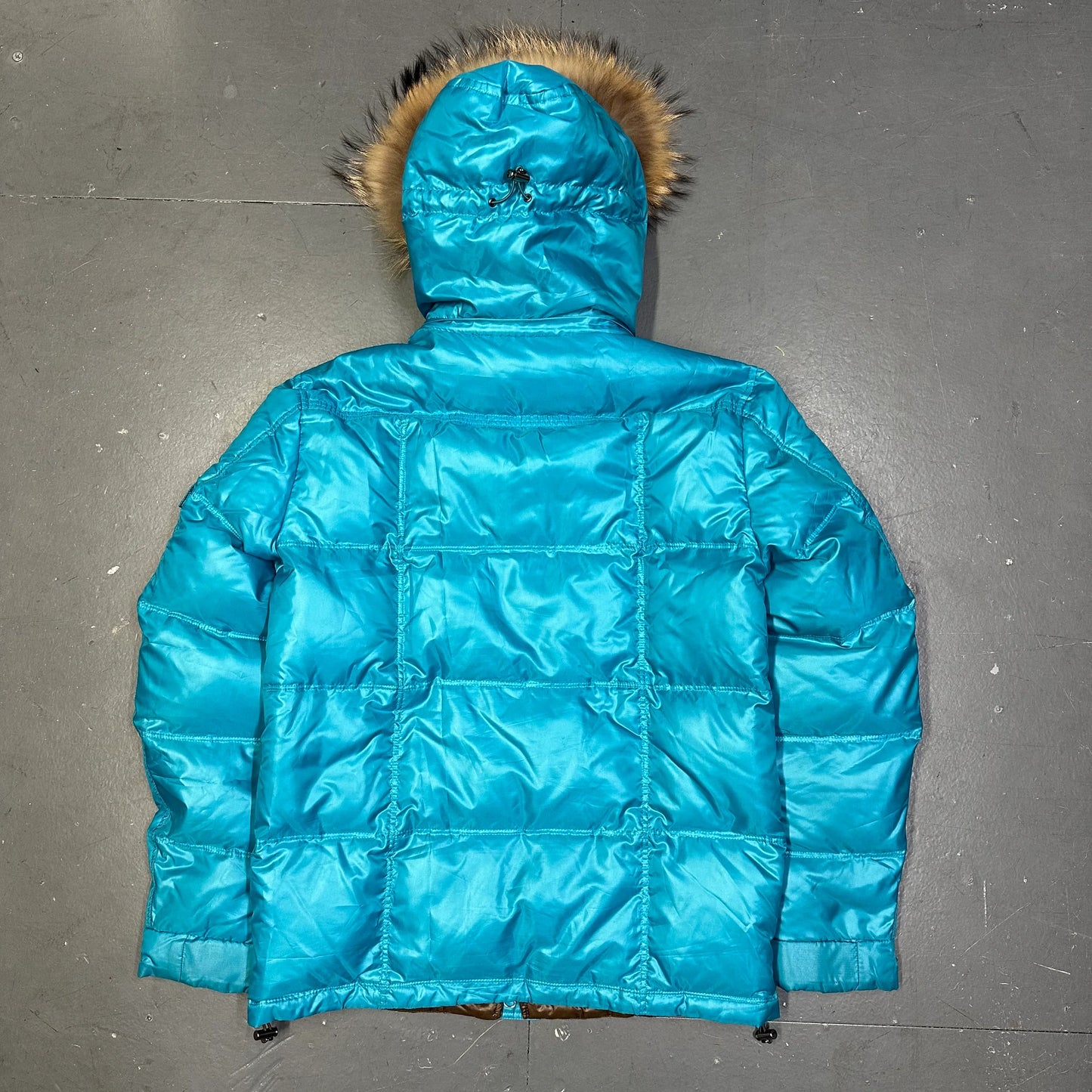 Takeo Kikuchi Puffer Jacket With Fur Hood In Blue (S)