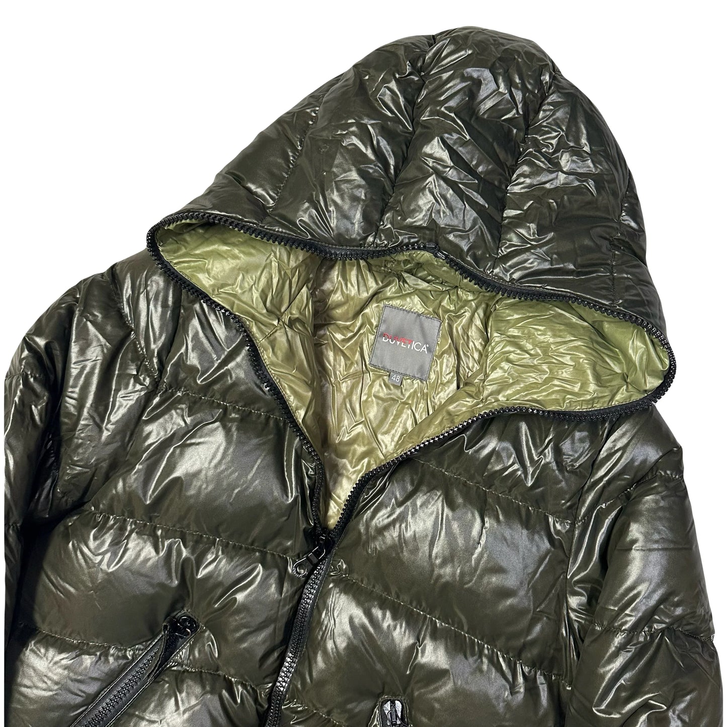 Duvetica Puffer Jacket In Khaki Green (M)