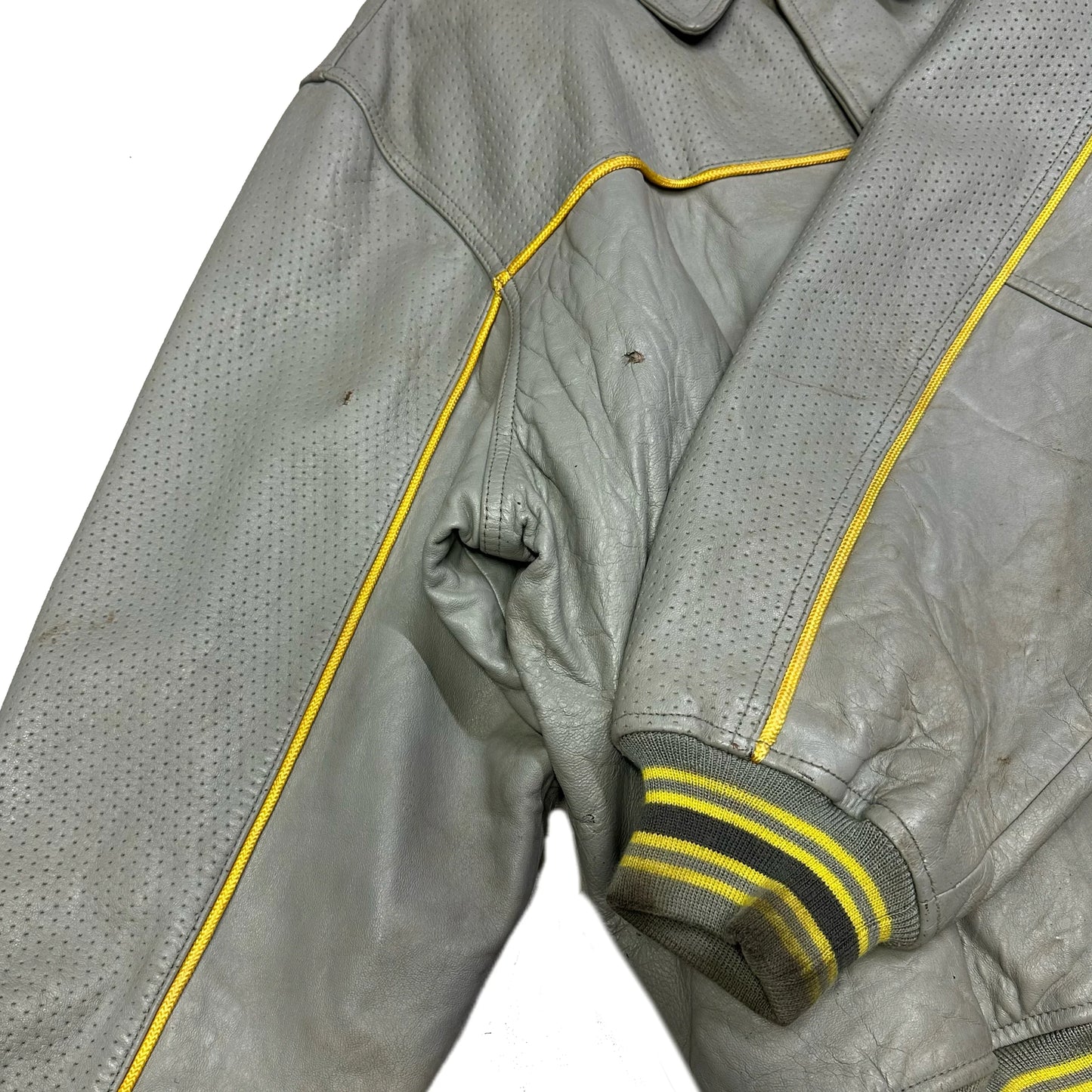 Avirex Leather Jacket In Grey ( 4XL )