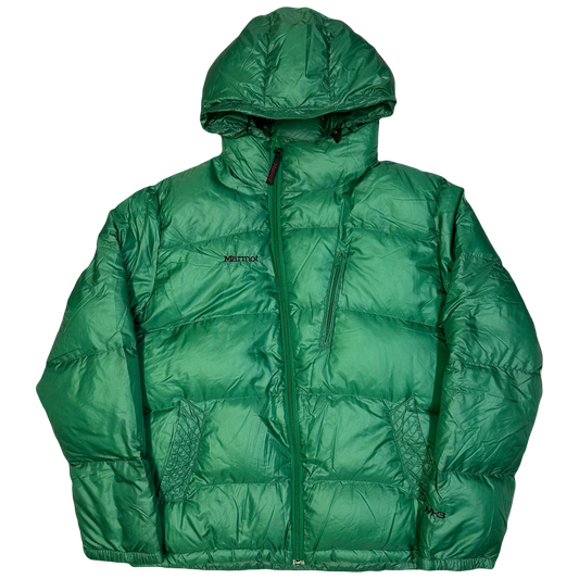 Marmot Asymmetrical Down Puffer Jacket In Green ( L )
