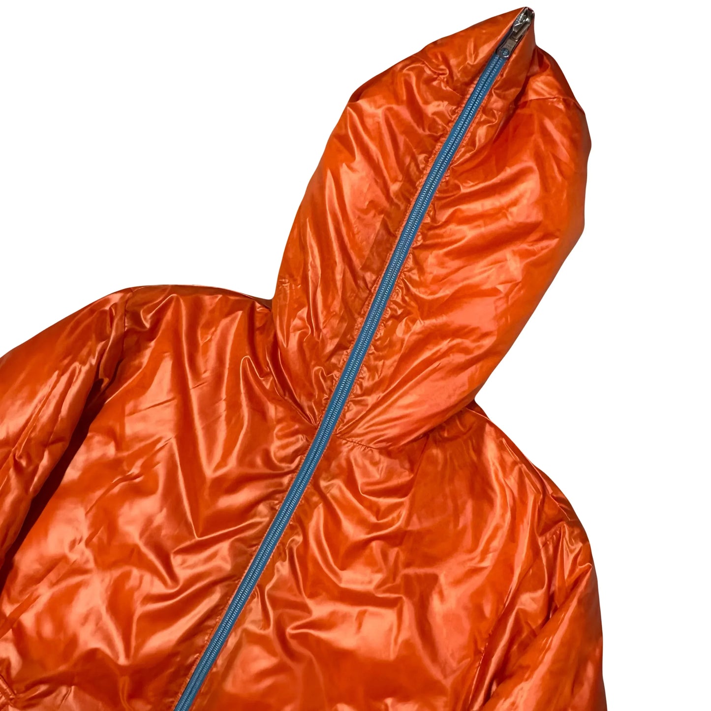 Takeo Kikuchi Diamond Stitch Reversible Puffer Jacket In Blue & Orange (M)