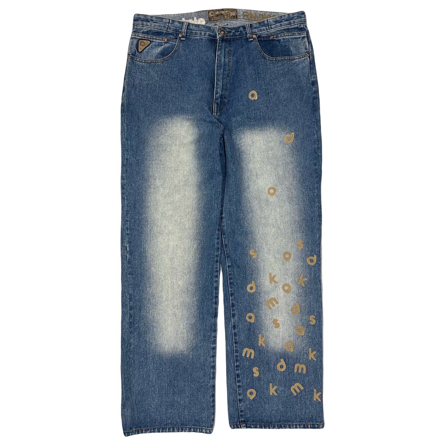 Akademiks Spellout Embroidered Letter Jeans (W38)