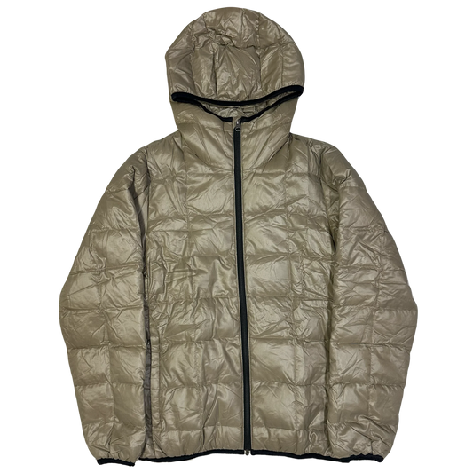 Camp 7 Square Stitch Puffer Jacket In Light Khaki Green (S)