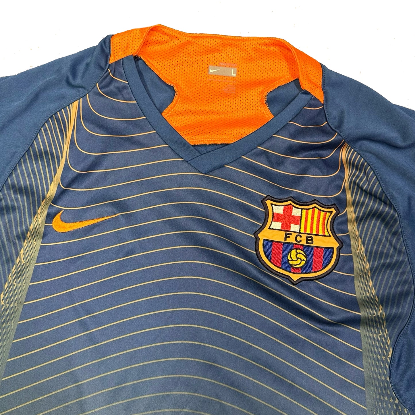Nike Barcelona 2006/07 Training Shirt In Blue & Orange ( L )
