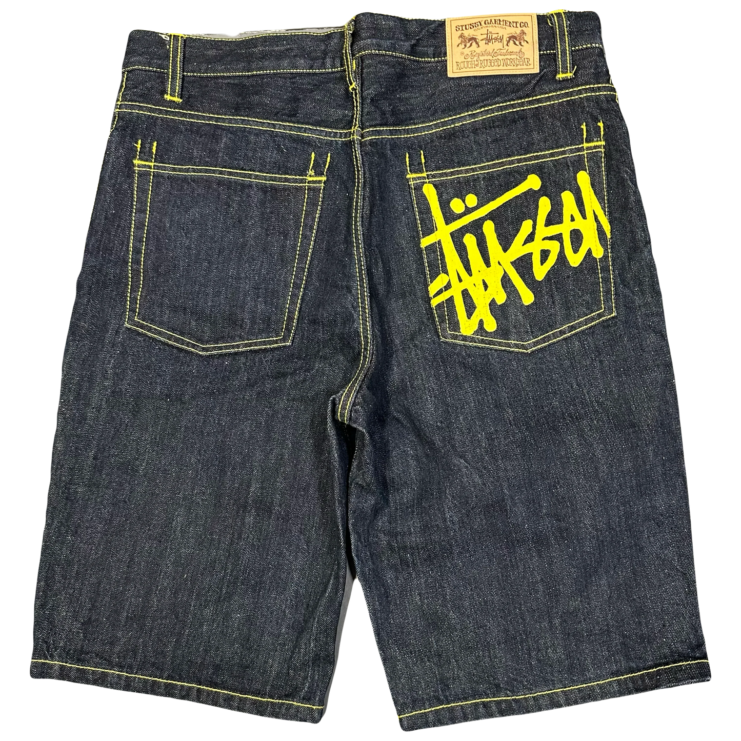 Stüssy Jorts With Yellow Print (W32) – 1036 Emporium Stüssy Jorts With Yellow Print (W32) – 1036 Emporium