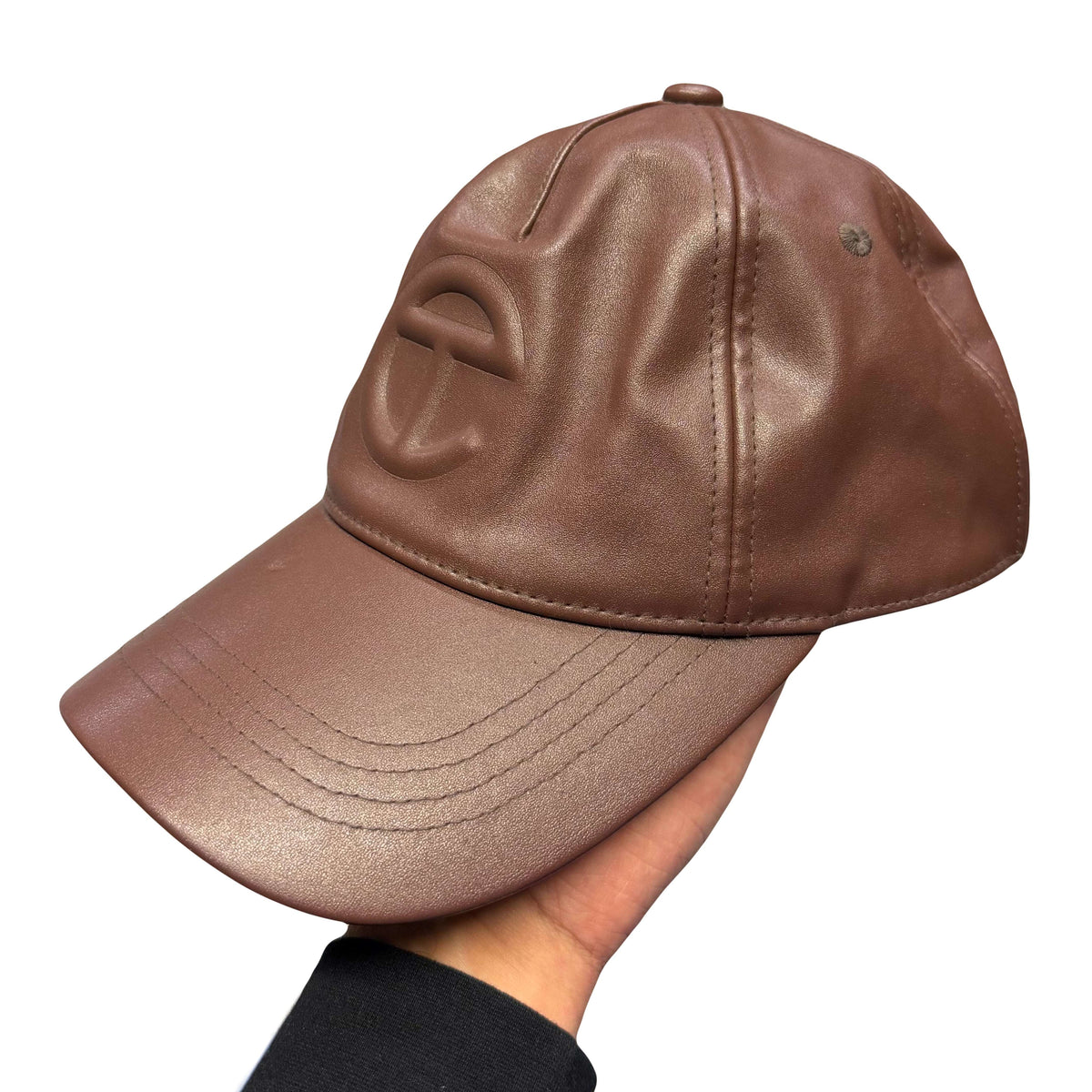 Telfar Embossed Leather Cap In Brown (OS)