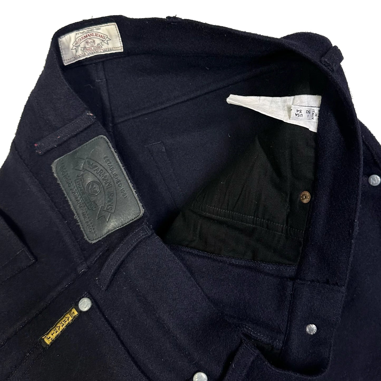 Armani Wool Trousers In Navy ( W34 )