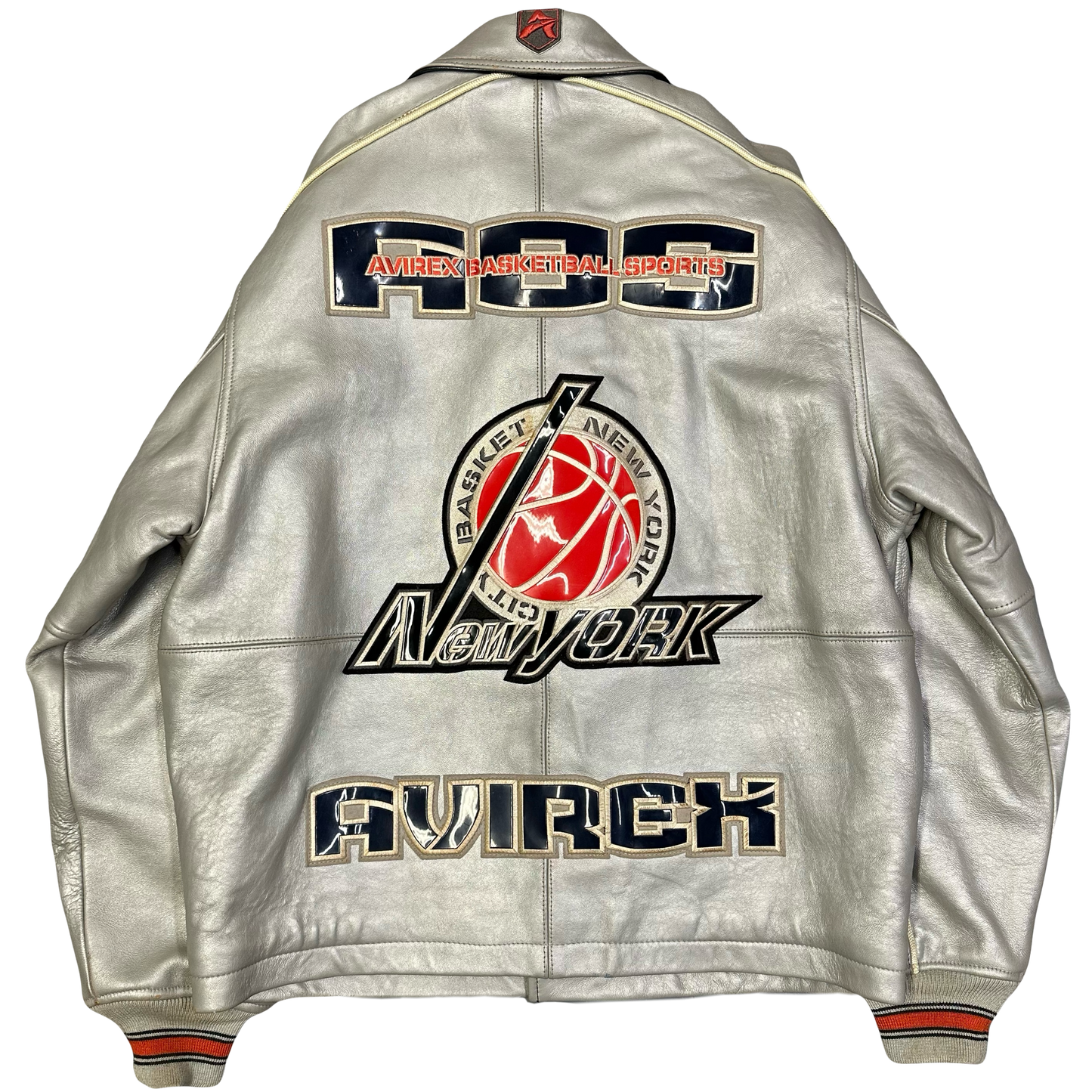 Avirex Leather Jacket In Silver ( M )