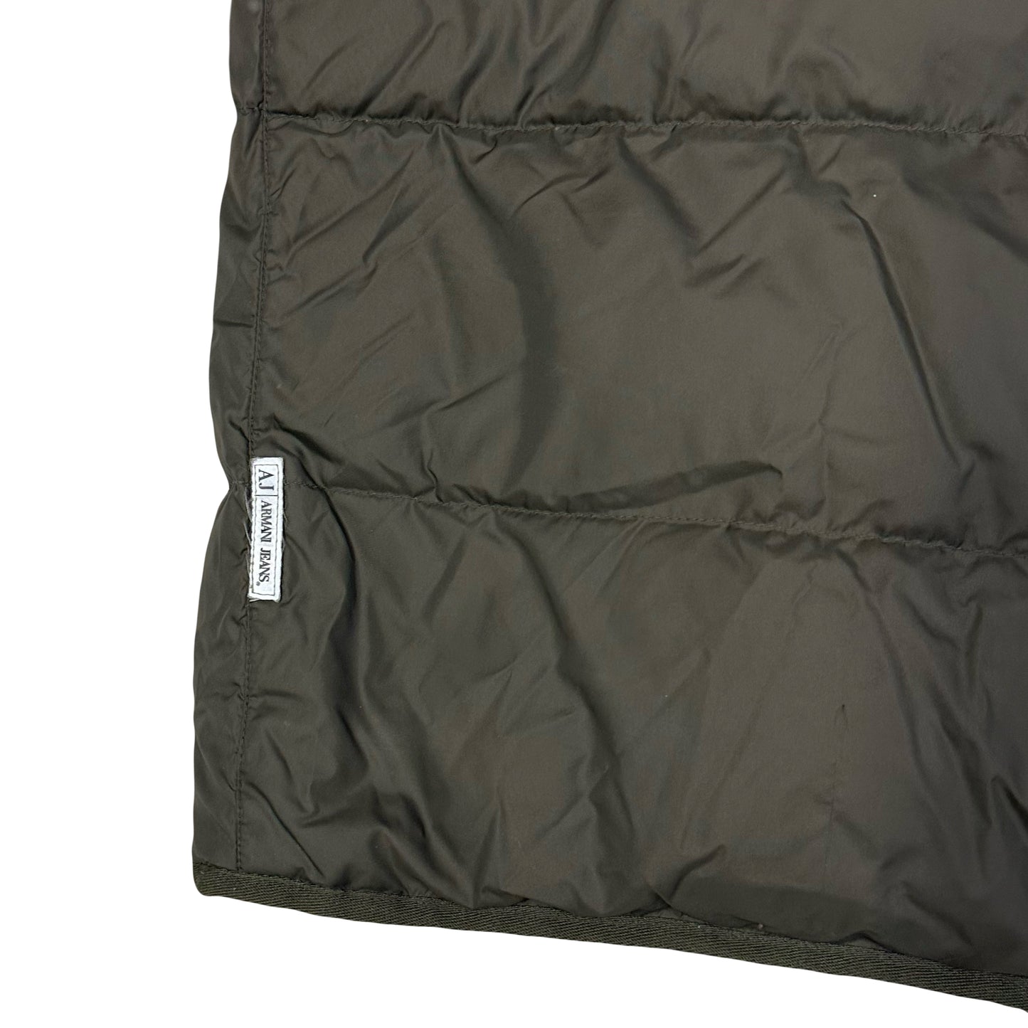 Armani Collared Puffer Jacket In Olive Green ( XL )