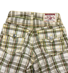 True Religion Tartan Shorts With Yellow Stitch ( W31 )