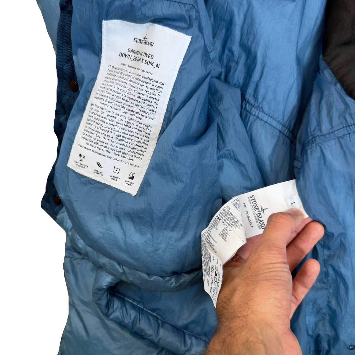 Stone Island AW/13 Garment Dyed Puffer Jacket In Blue (L)
