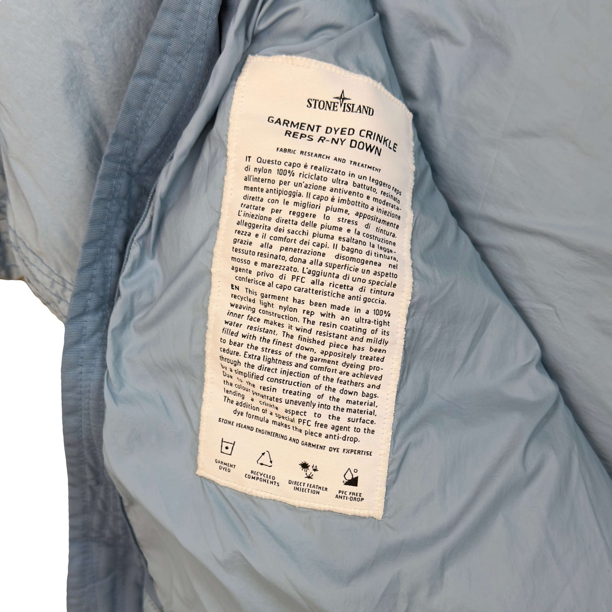 Stone Island AW/22 Crinkle Reps Puffer Jacket In Blue (L)