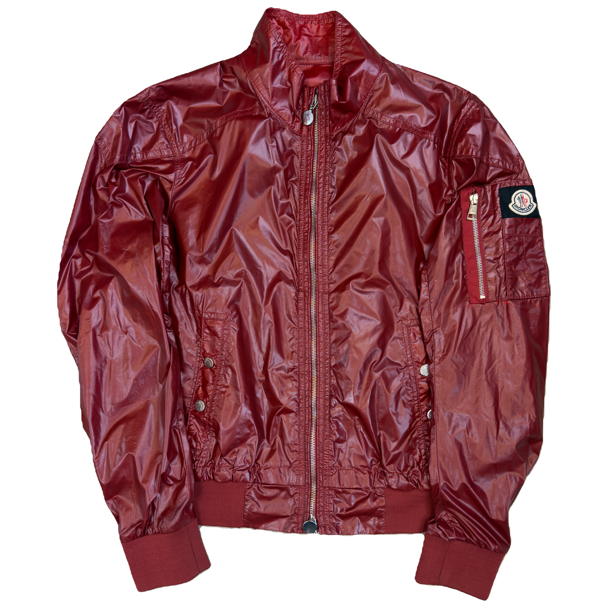 Moncler Nylon Zipped Jacket In Burgundy (S)