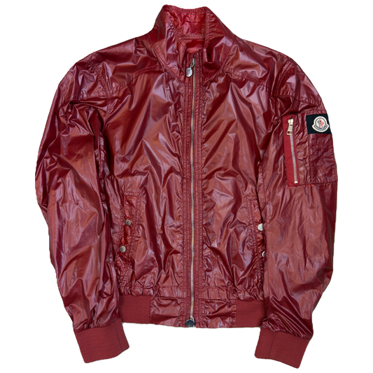 Moncler Nylon Zipped Jacket In Burgundy (S)