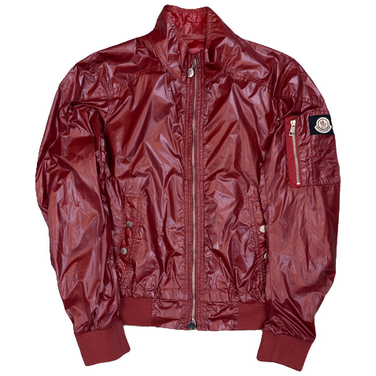 Moncler Nylon Zipped Jacket In Burgundy (S)