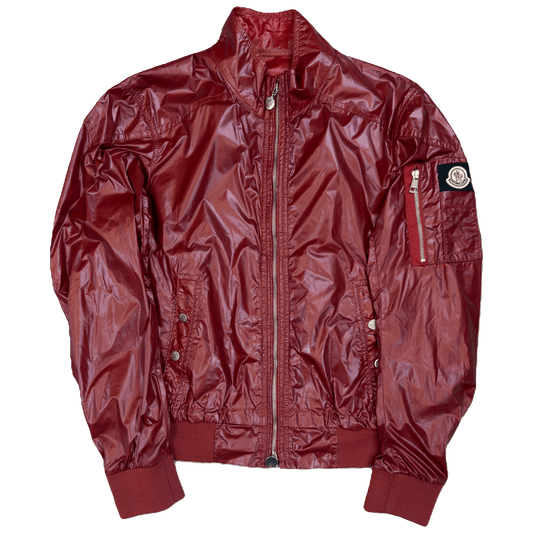 Moncler Nylon Zipped Jacket In Burgundy (S)