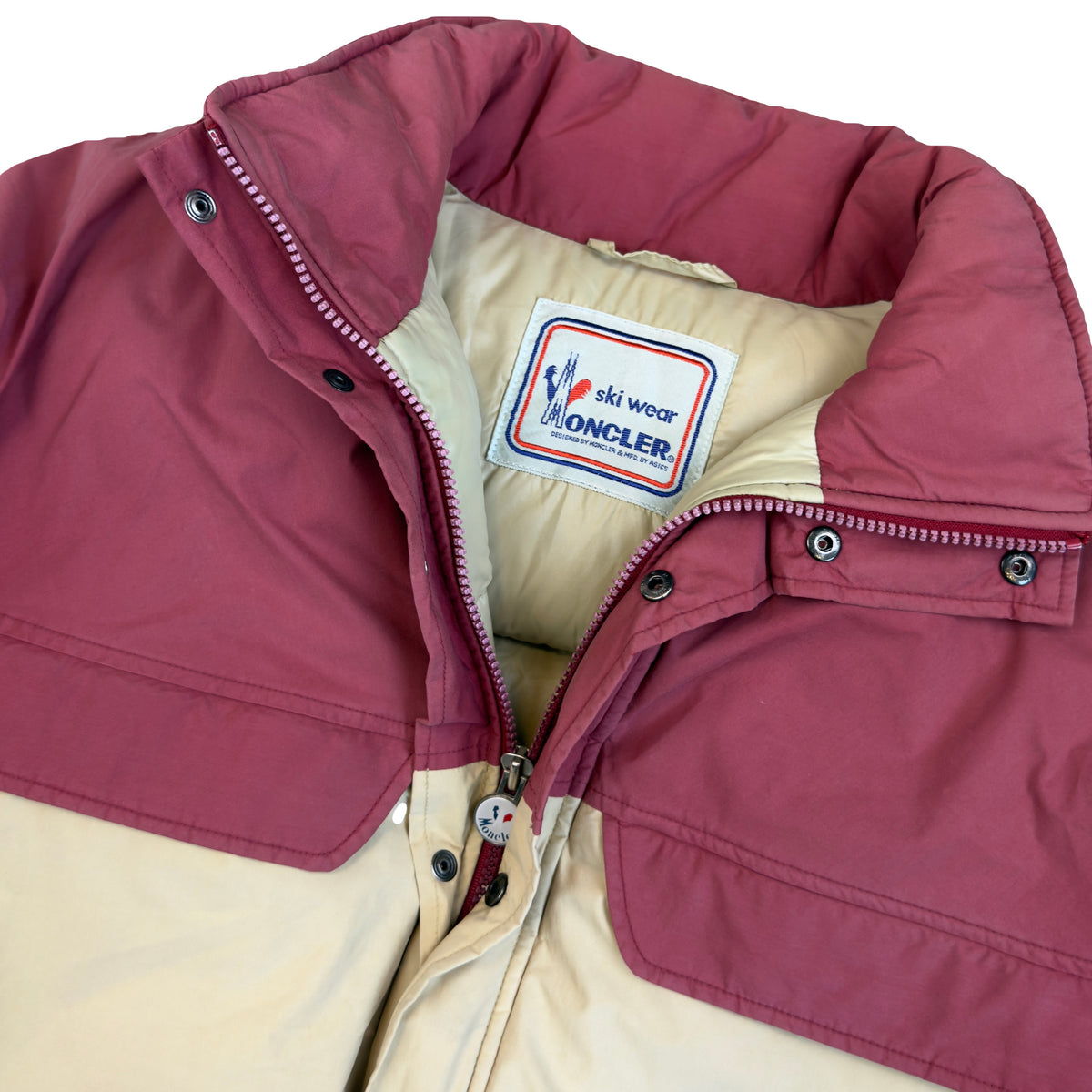 Moncler X ASICS Puffer Jacket In Red & Beige (S)