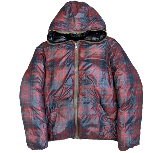 Duvetica Reversible Puffer Jacket In Plaid & Black (M)
