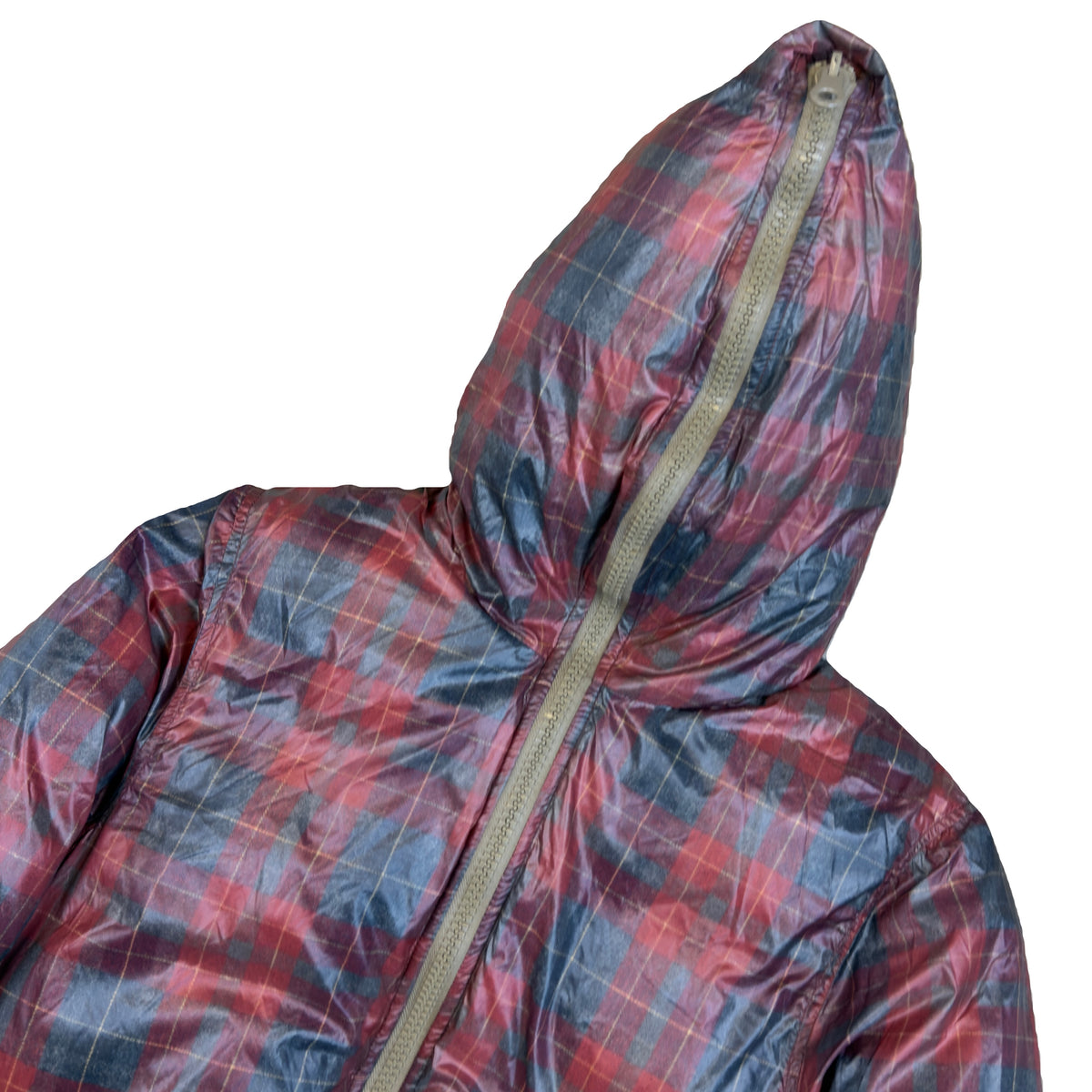 Duvetica Reversible Puffer Jacket In Plaid & Black (M)