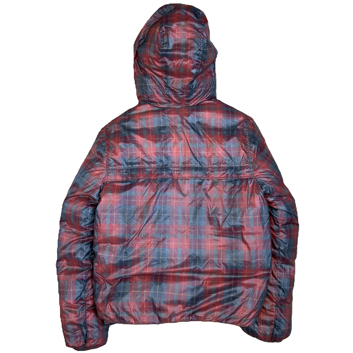 Duvetica Reversible Puffer Jacket In Plaid & Black (M)