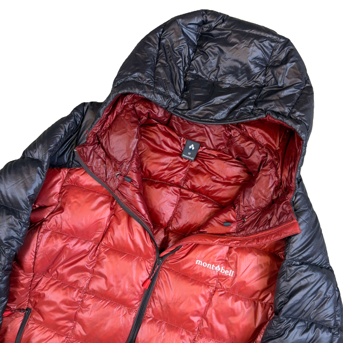 Montbell Superior Down Parka Puffer Jacket In Red & Black (M)