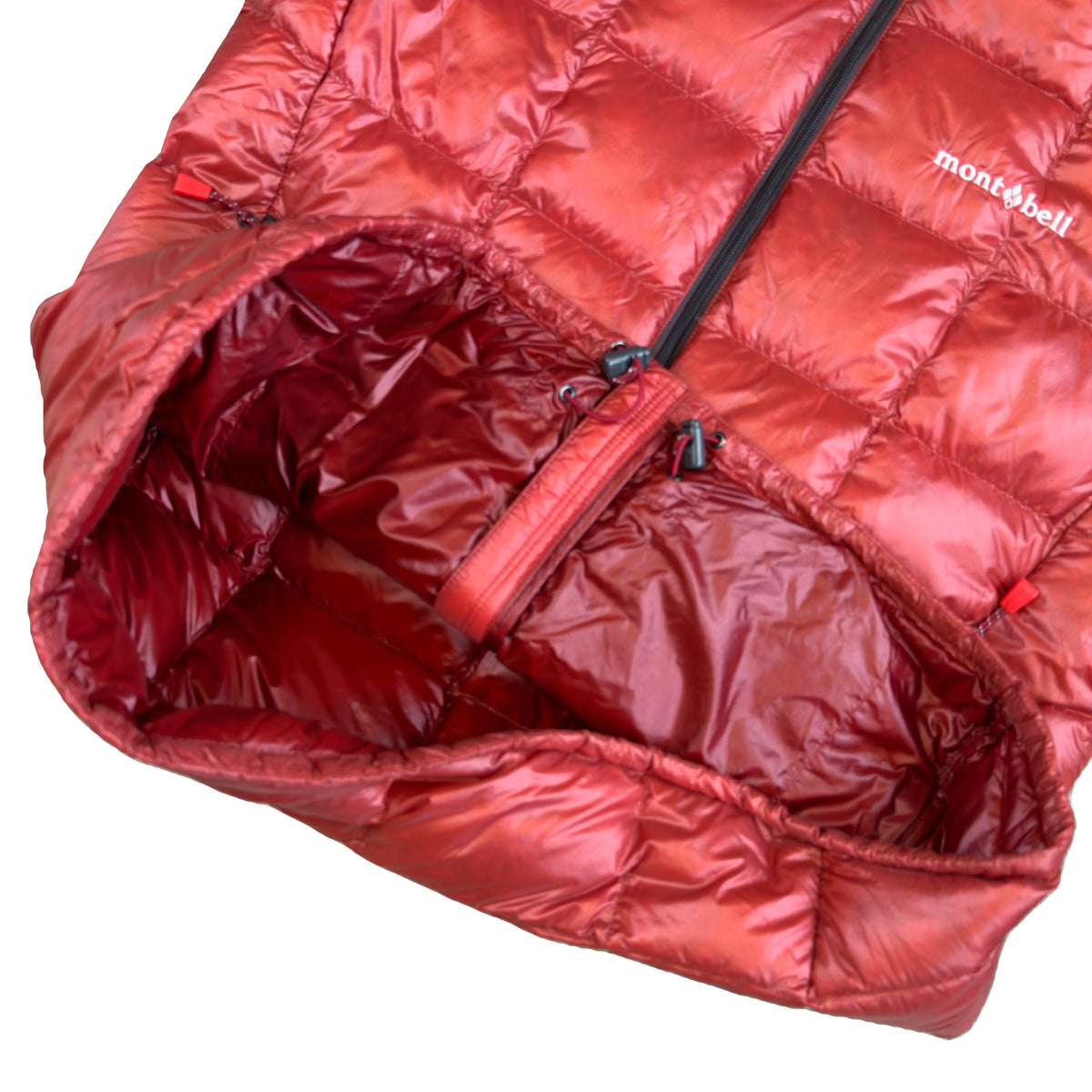 Montbell Superior Down Parka Puffer Jacket In Red & Black (M)