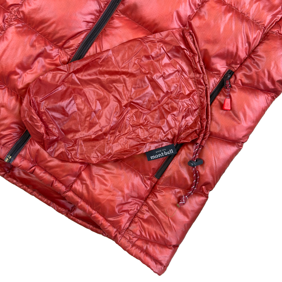 Montbell Superior Down Parka Puffer Jacket In Red & Black (M)