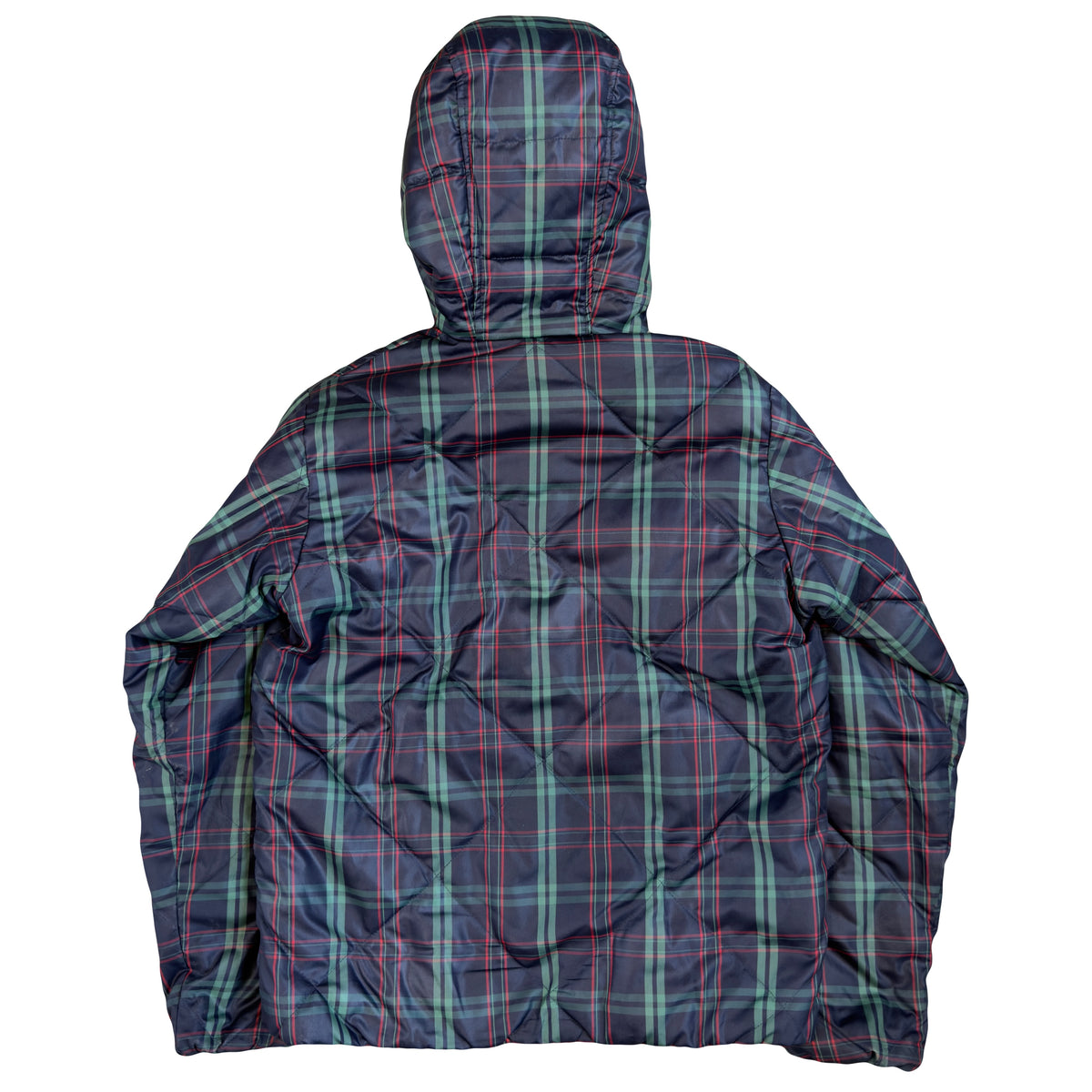 Takeo Kikuchi Diamond Stitch Plaid Puffer Jacket In Navy & Green (M)
