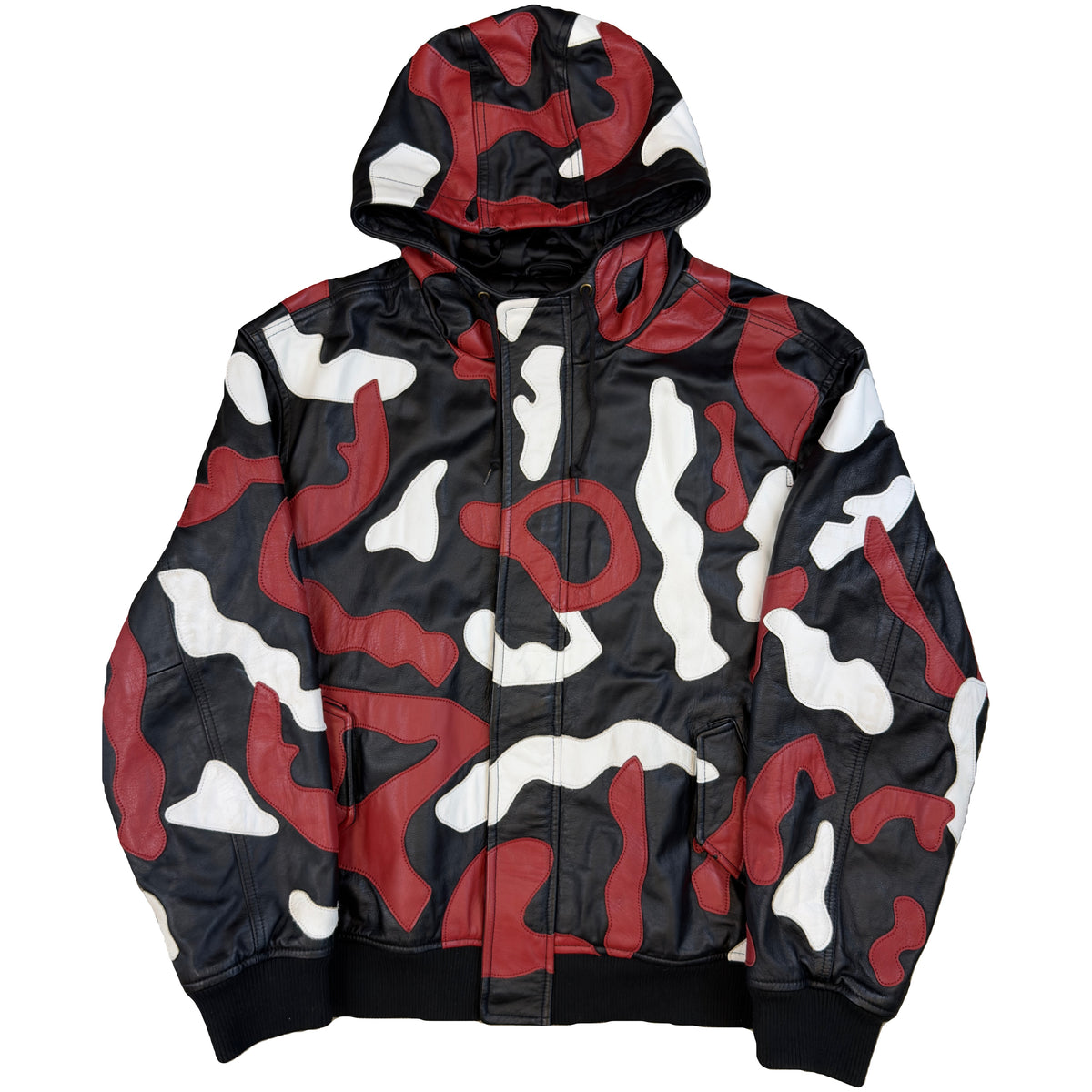 Supreme Camo Hooded Leather Jacket (XL)