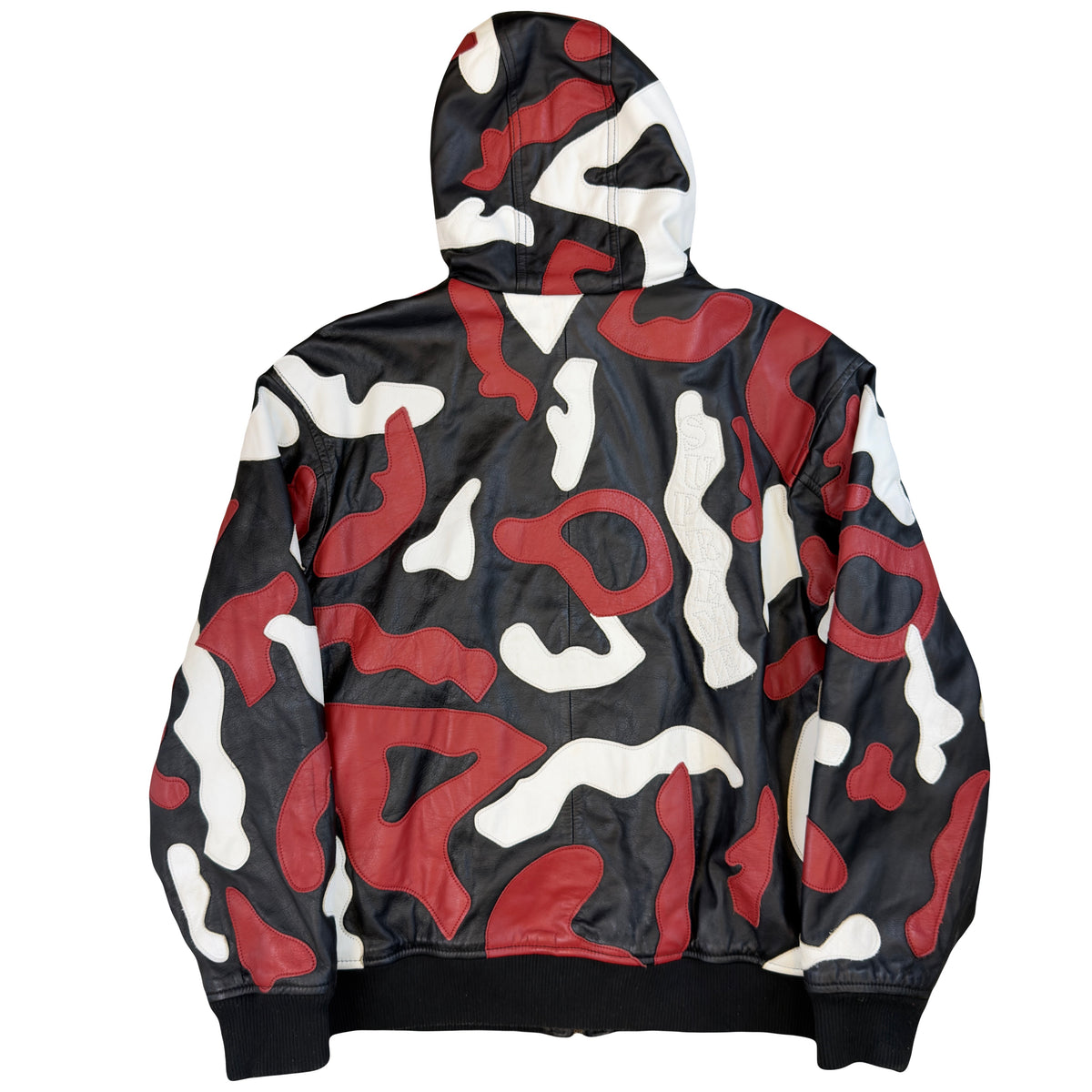 Supreme Camo Hooded Leather Jacket (XL)