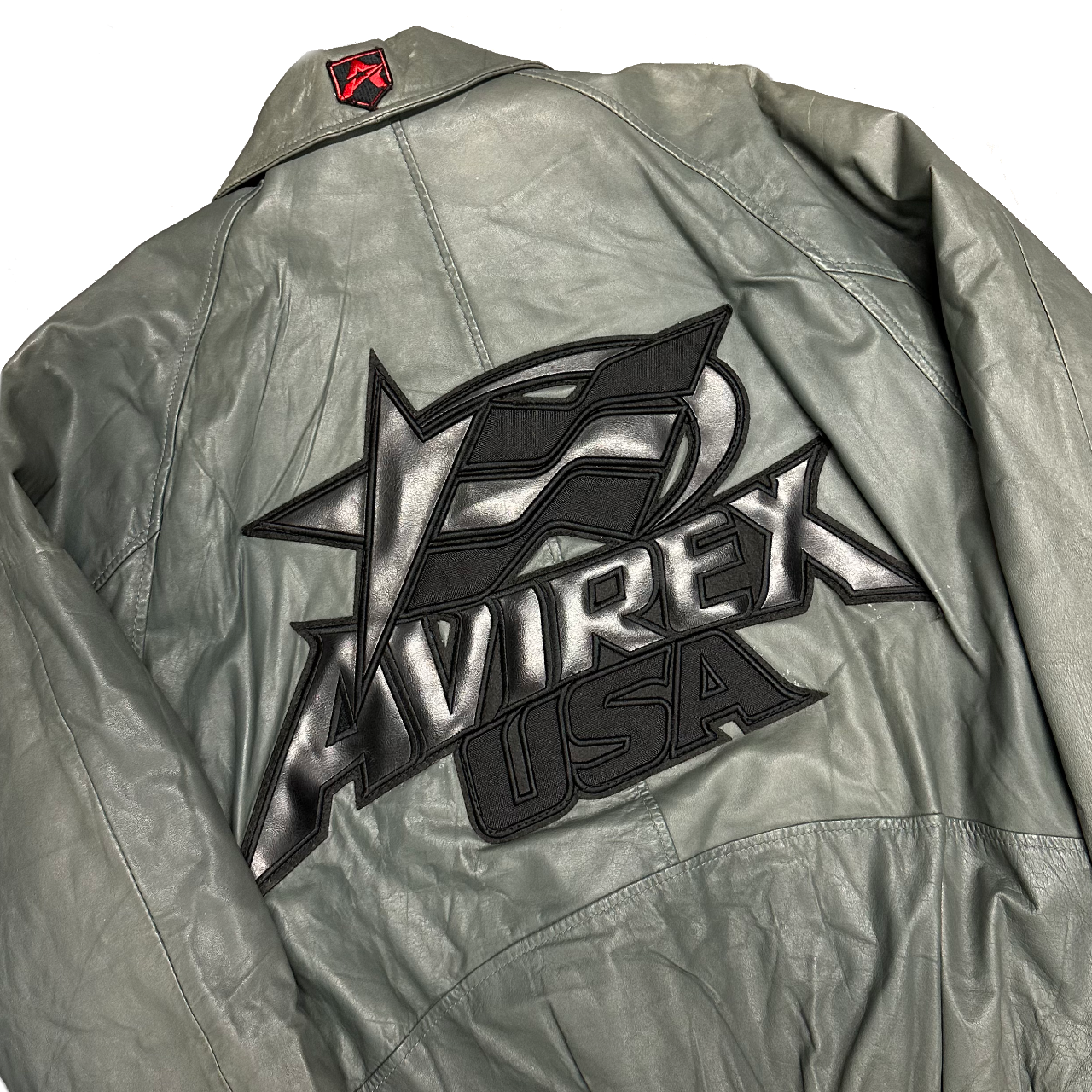 Avirex USA Leather Jacket In Grey ( S )