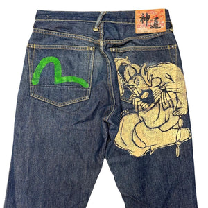 Evisu Selvedge Jeans With Printed Pockets ( W30 )