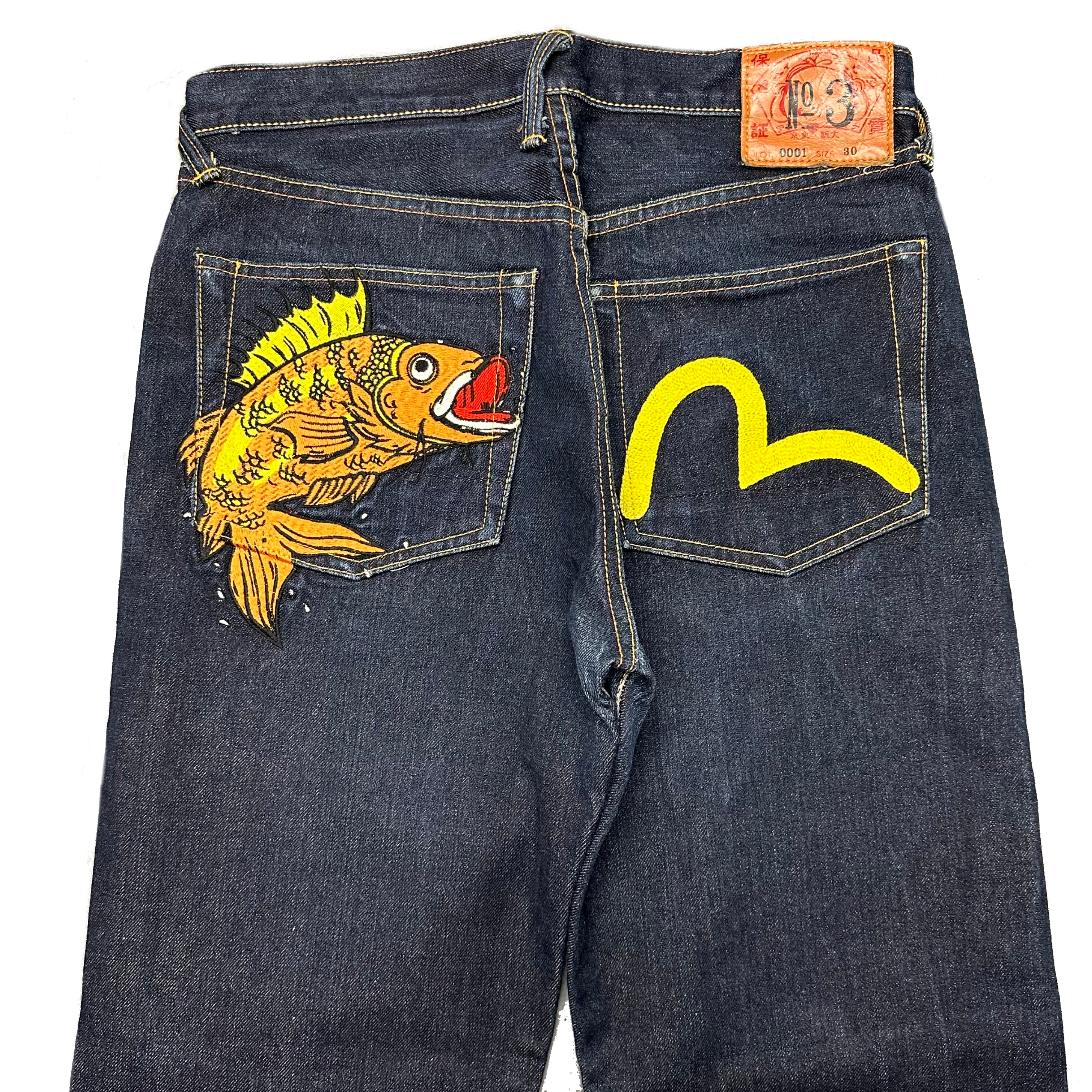 Evisu Selvedge Jeans With Embroidered Fish ( W30 )