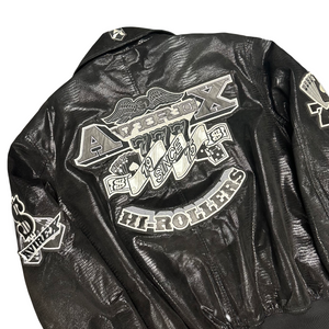 Avirex Hi Rollers Leather Jacket With Snakeskin Finish ( L )