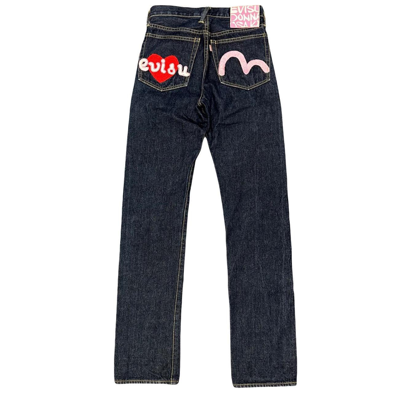 Evisu Selvedge Jeans With Loveheart & Daicock Embroidery ( W24 )