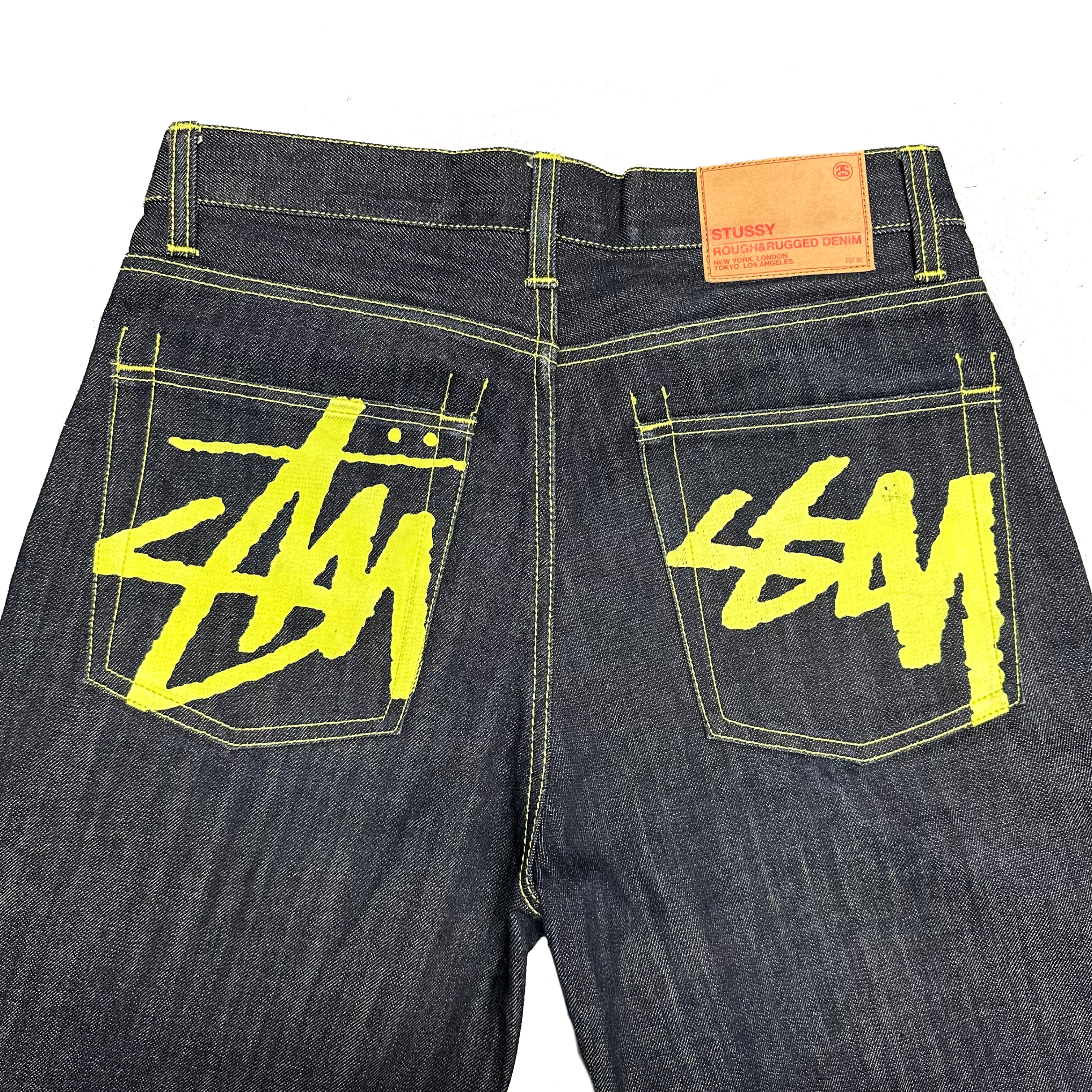 Stüssy Spellout Jorts With Yellow Print ( W30 )