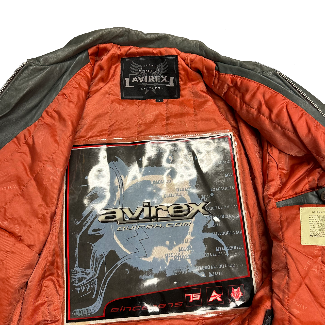 Avirex USA Leather Jacket In Grey ( S )