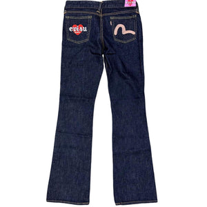 Evisu Selvedge Jeans With Loveheart & Daicock Embroidery ( W28 )