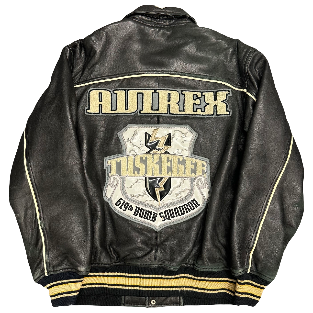 Avirex Tusgekee Leather Jacket In Black ( M )