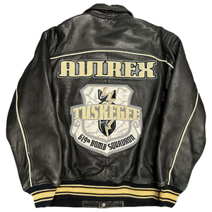 Avirex Tusgekee Leather Jacket In Black ( M )