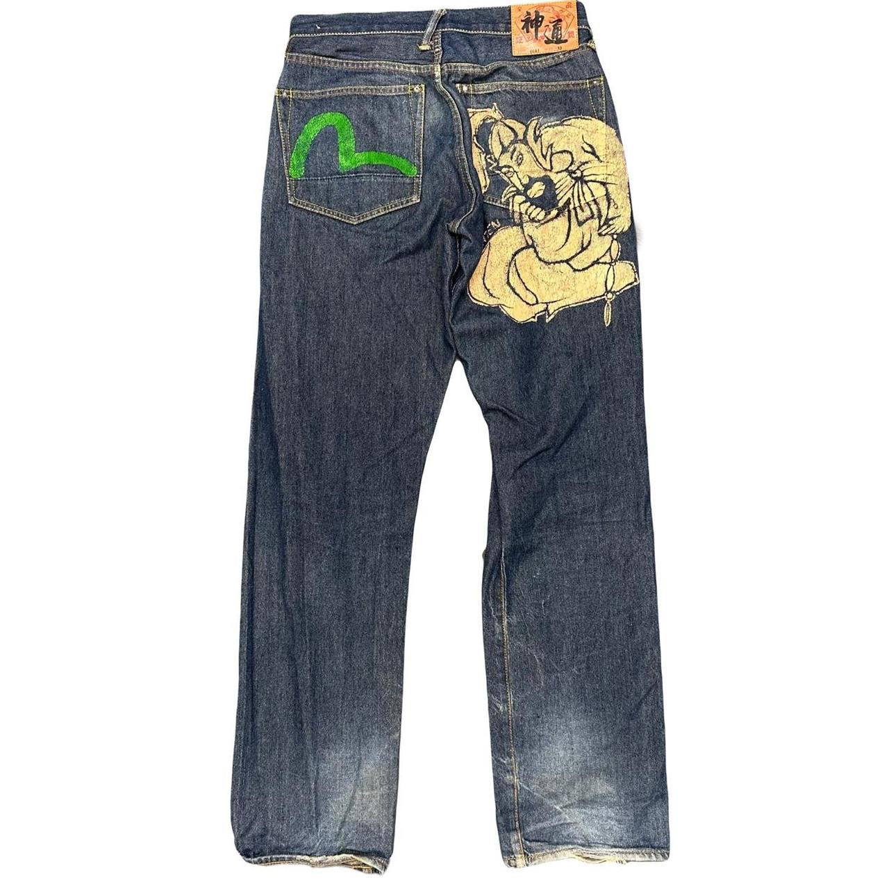 Evisu Selvedge Jeans With Printed Pockets ( W30 )