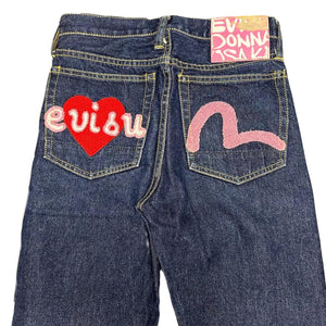 Evisu Selvedge Jeans With Loveheart Embroidery ( W25 )