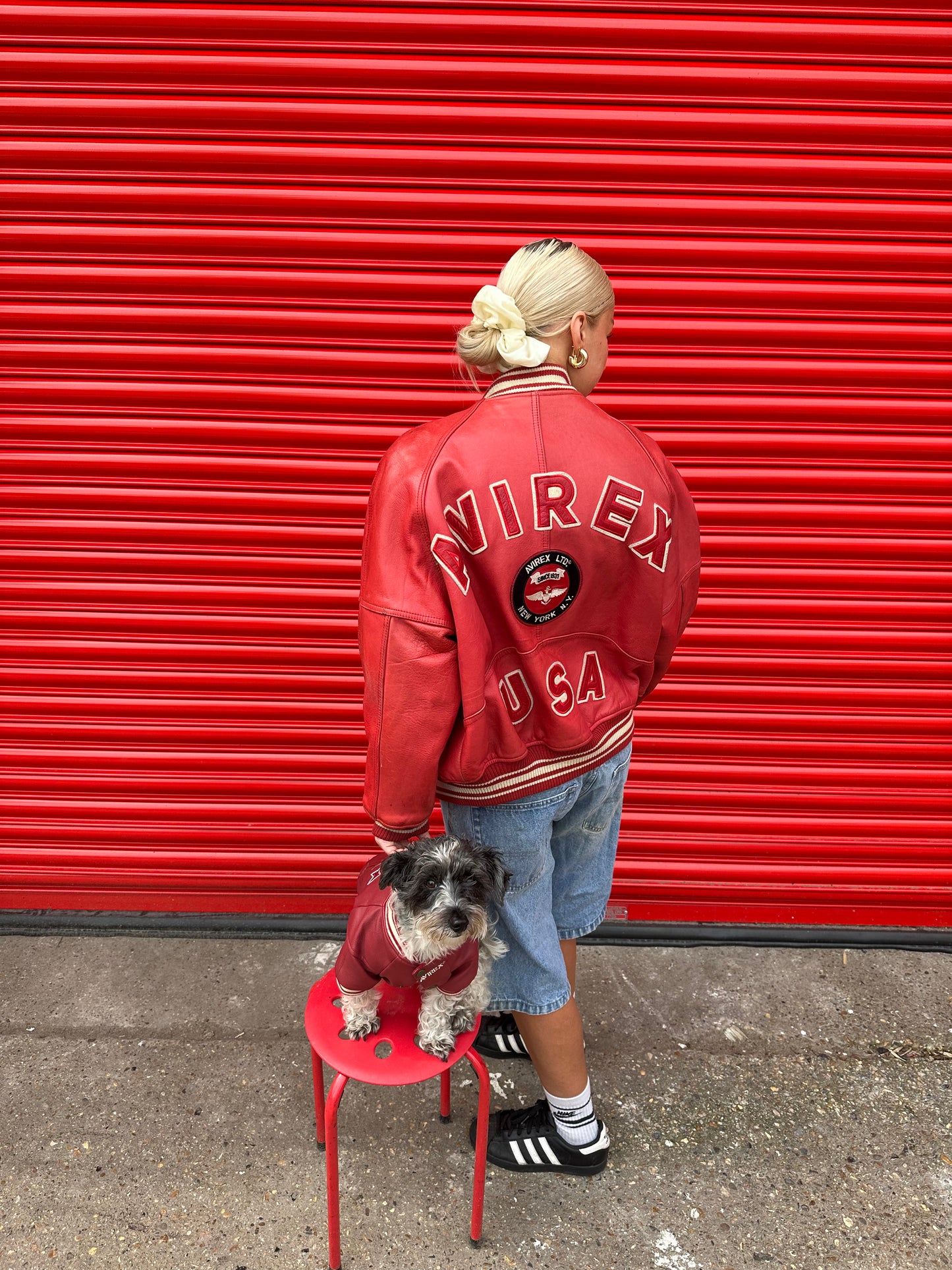 Archive Avirex Dog Leather Jacket In Red