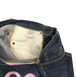 Evisu Selvedge Jeans With Loveheart & Daicock Embroidery ( W26 )