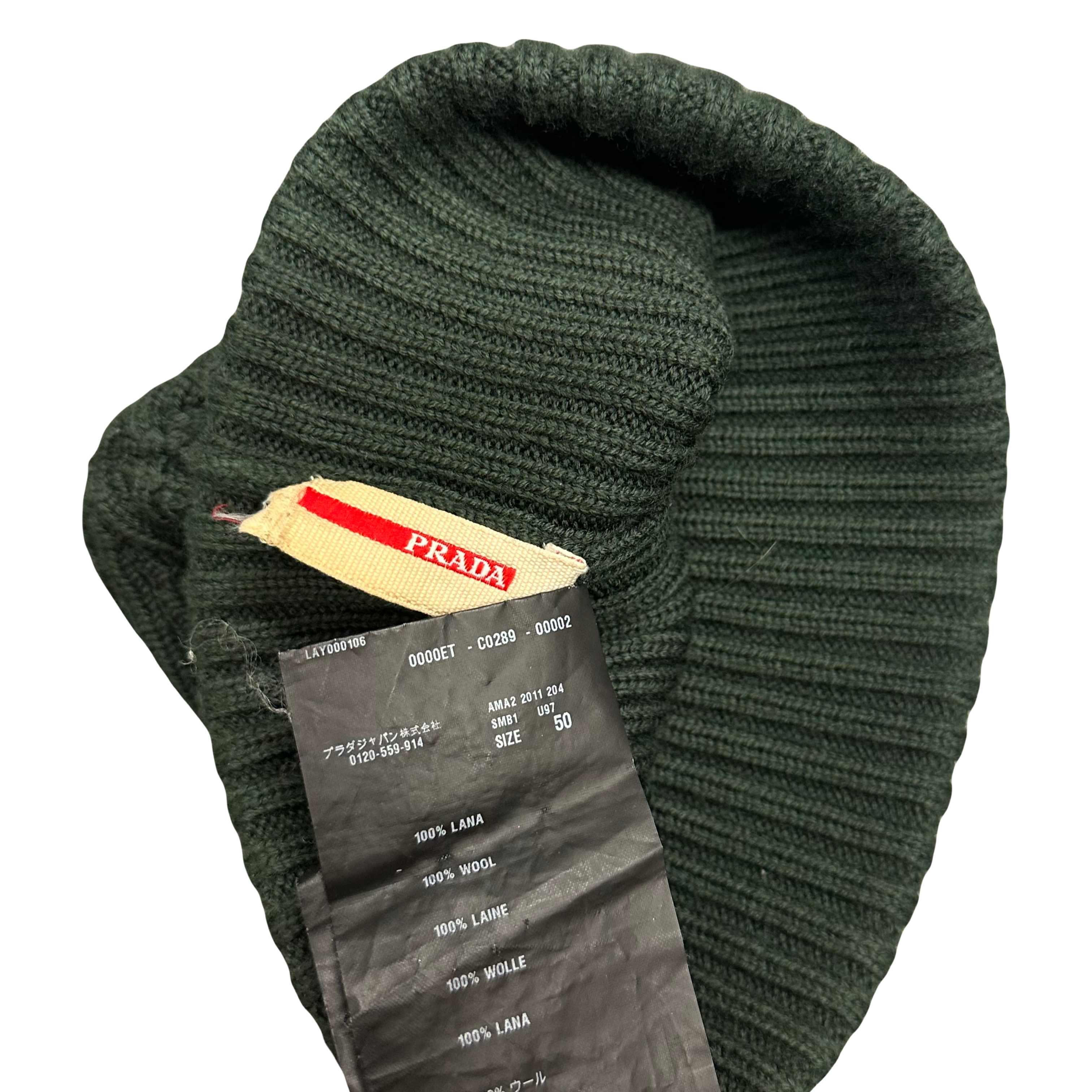 Prada Sport Beanie In Khaki Green ( 50 )