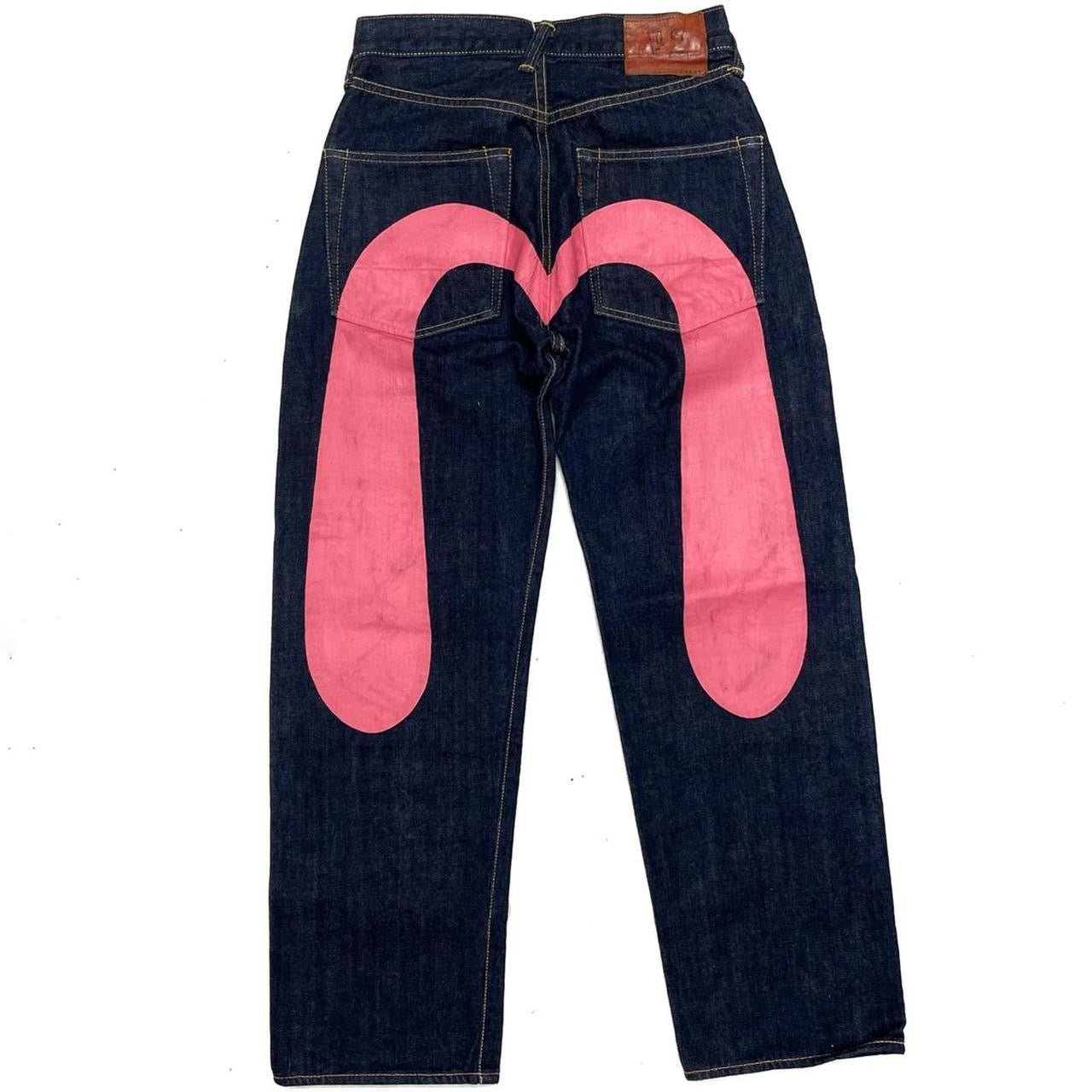 Evisu Selvedge Jeans With Pink Daicock Printed Front Pockets W28